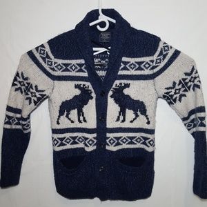 VINTAGE Abercrombie Fitch Moose Cardigan Sweater, Wool Blend Small